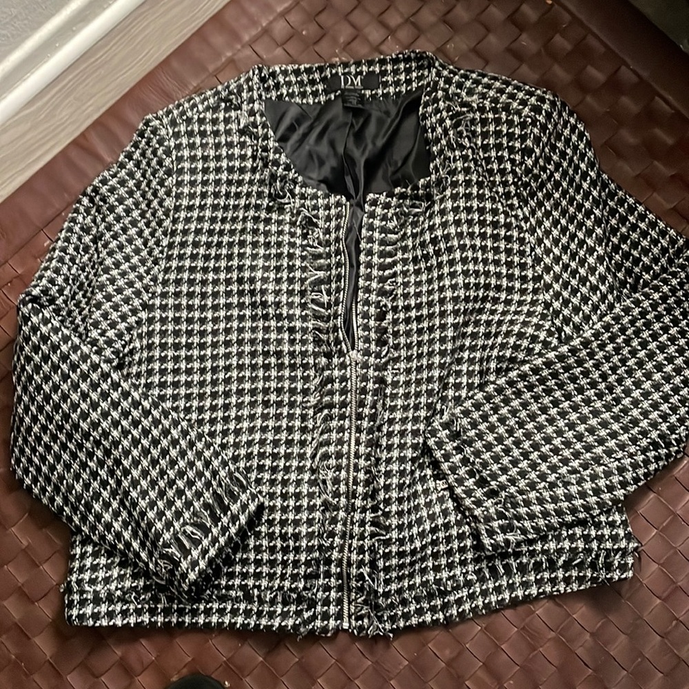 DMDonna Moore Black/White Checked Jacket size 2X